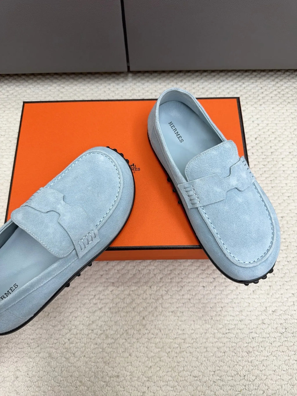 Hermès Unisex Leather Birkenstock Mule Loafers