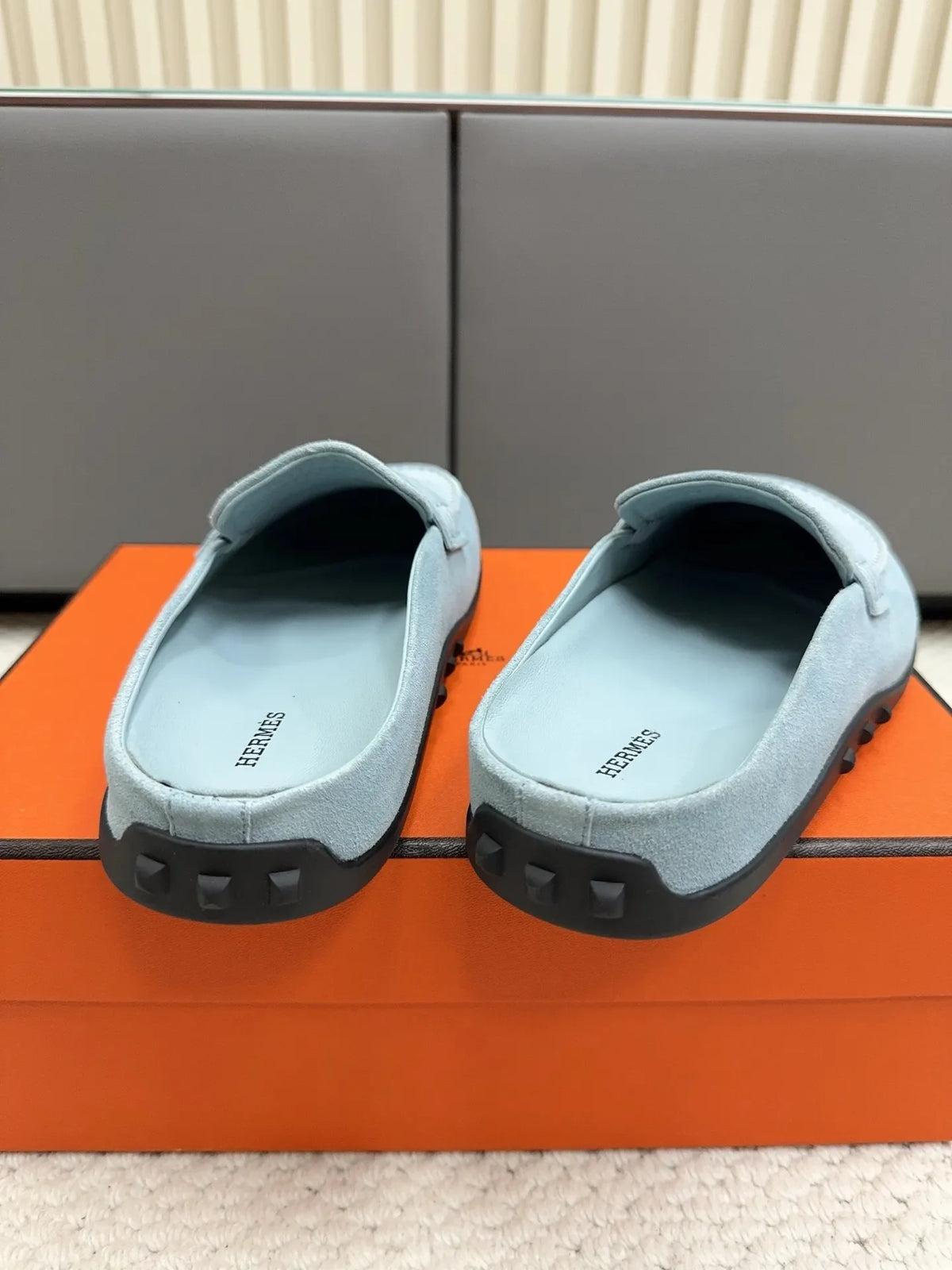 Hermès Unisex Leather Birkenstock Mule Loafers