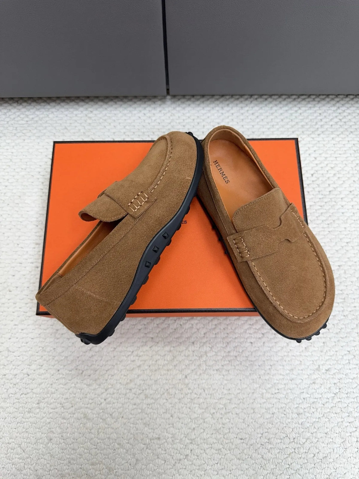 Hermès Unisex Leather Birkenstock Mule Loafers