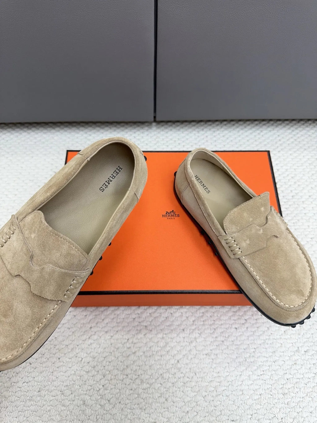 Hermès Unisex Leather Birkenstock Mule Loafers