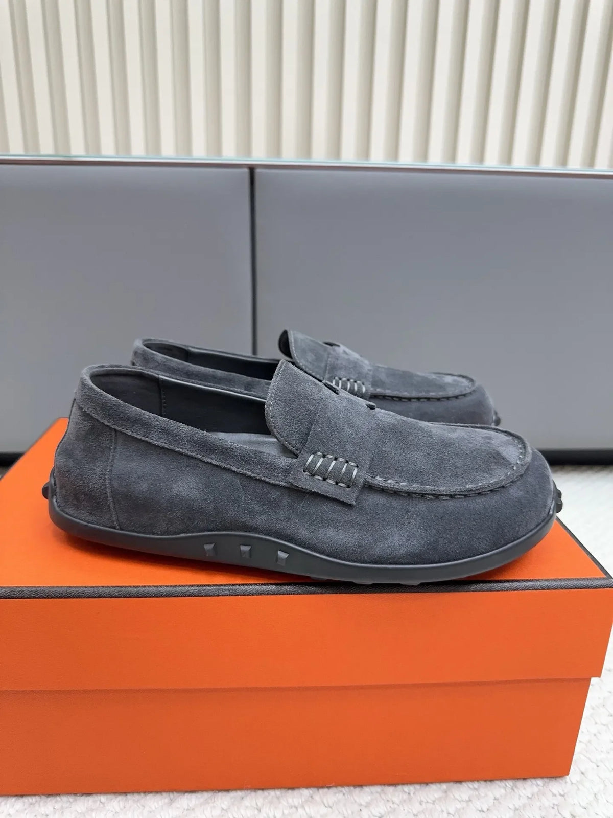 Hermès Unisex Leather Birkenstock Mule Loafers