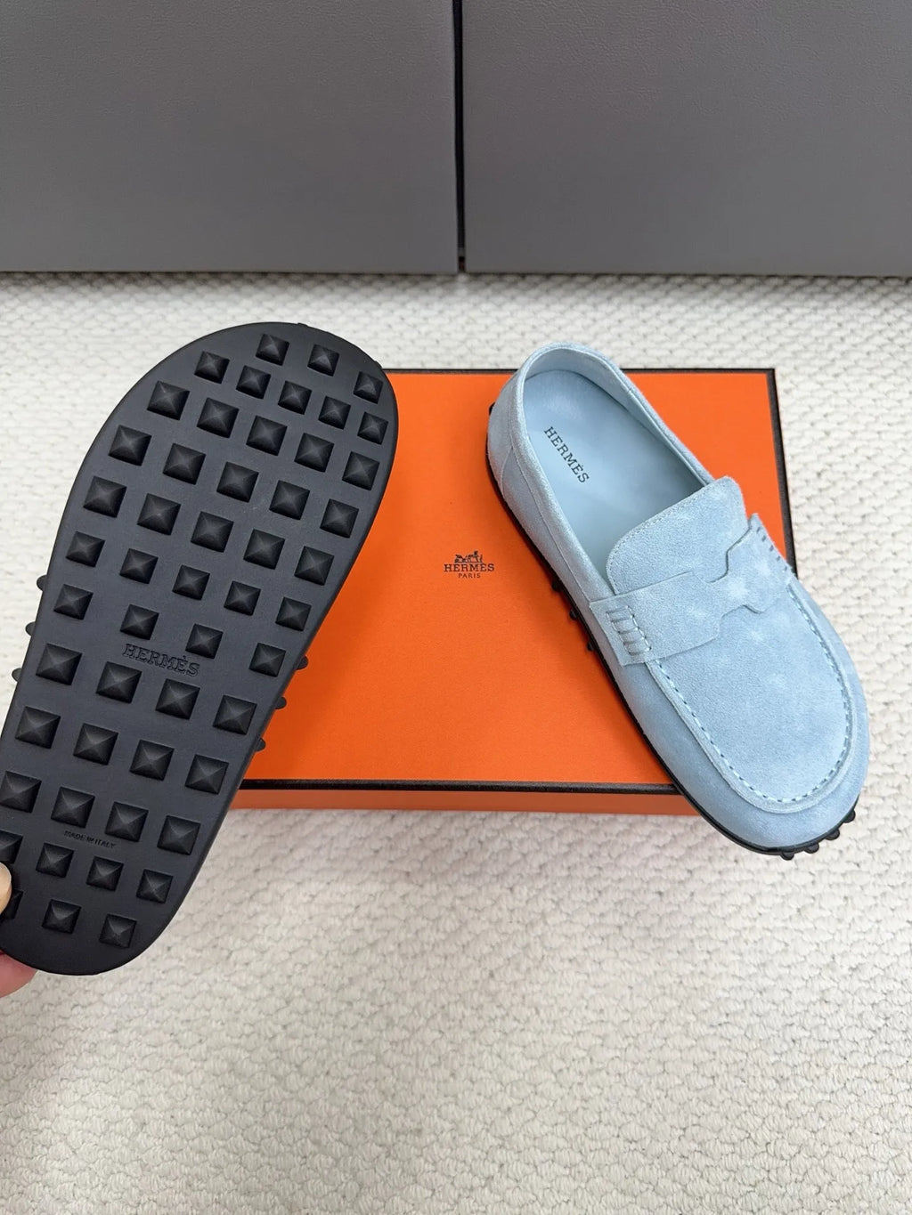 Hermès Unisex Leather Birkenstock Mule Loafers