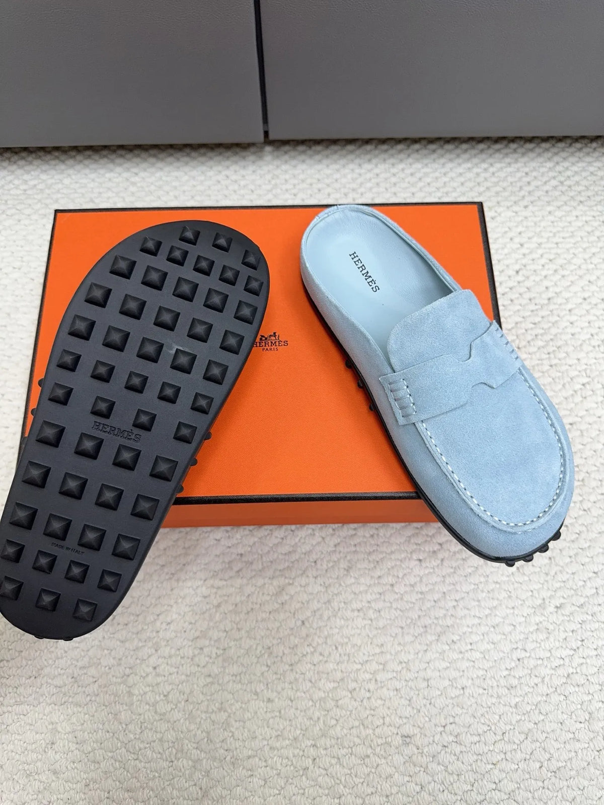 Hermès Unisex Leather Birkenstock Mule Loafers