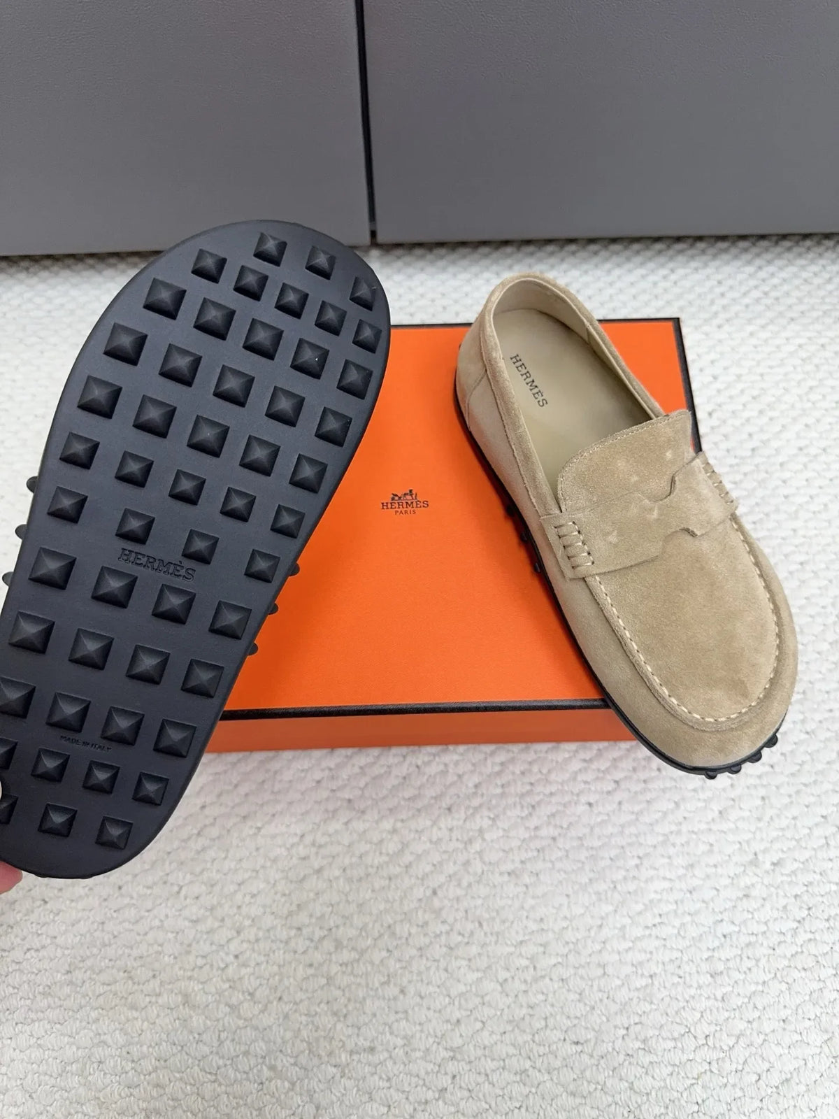 Hermès Unisex Leather Birkenstock Mule Loafers