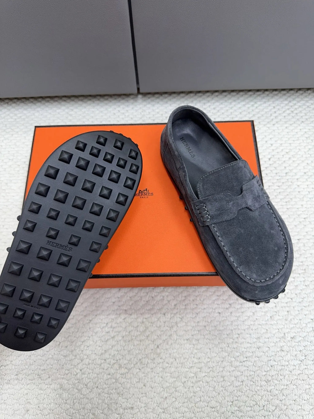 Hermès Unisex Leather Birkenstock Mule Loafers