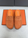 Hermès Unisex Leather Birkenstock Mule Slides