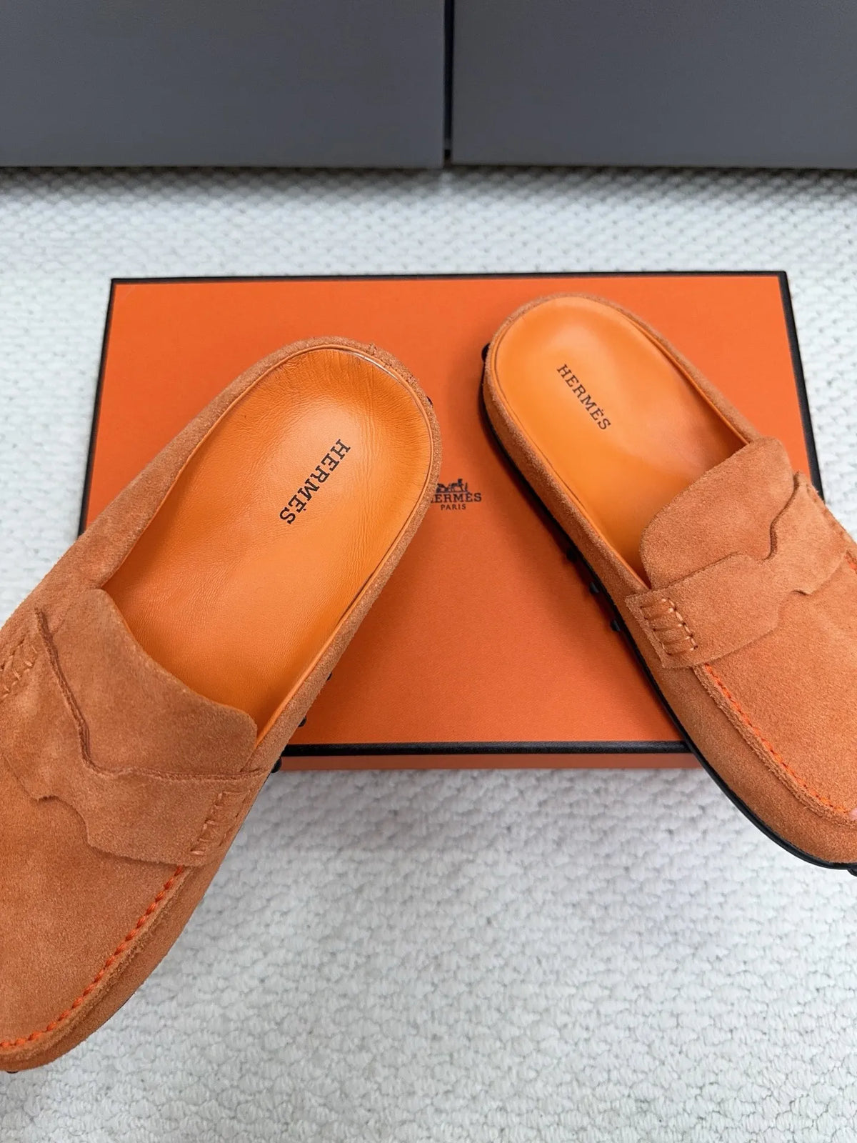 Hermès Unisex Leather Birkenstock Mule Slides
