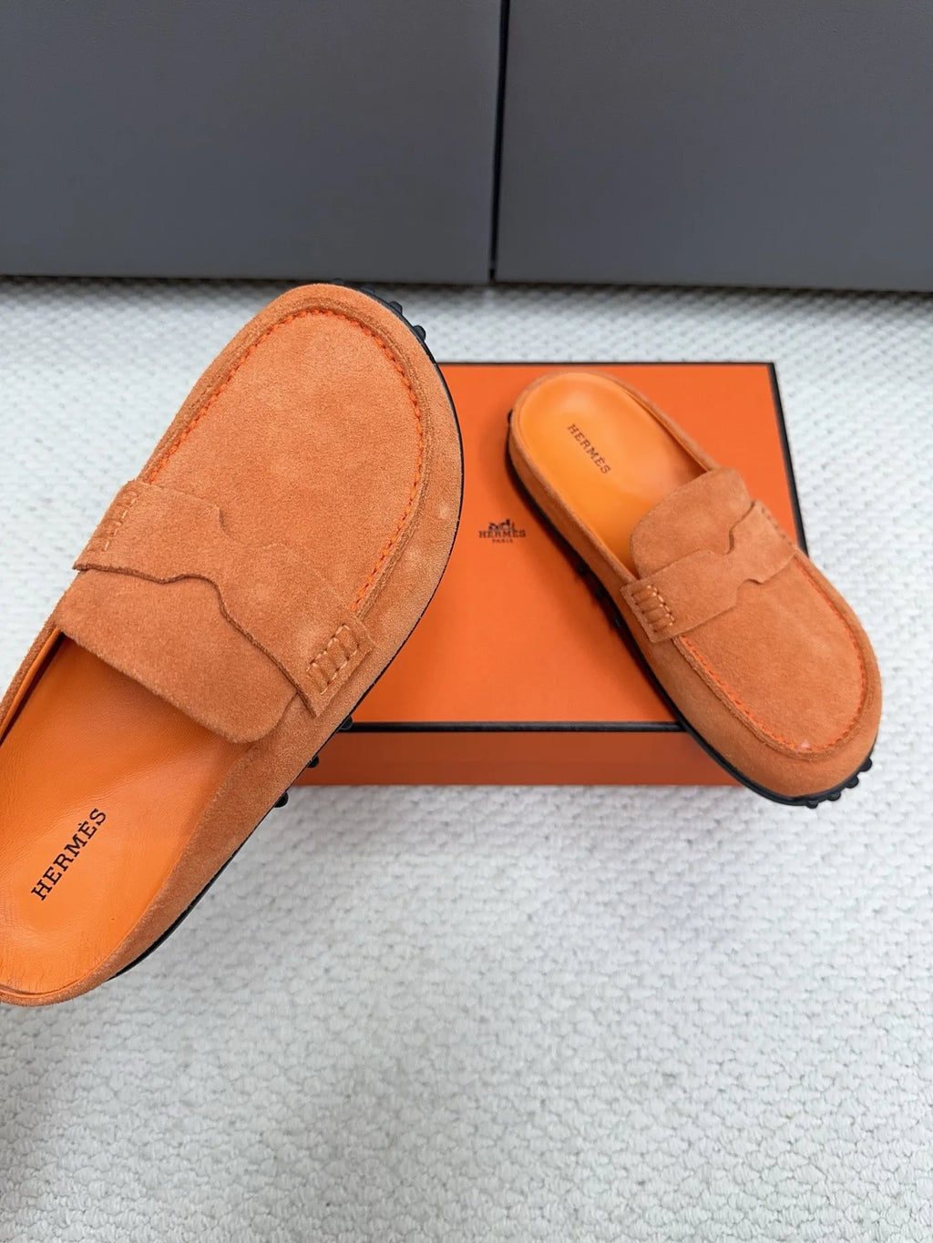 Hermès Unisex Leather Birkenstock Mule Slides