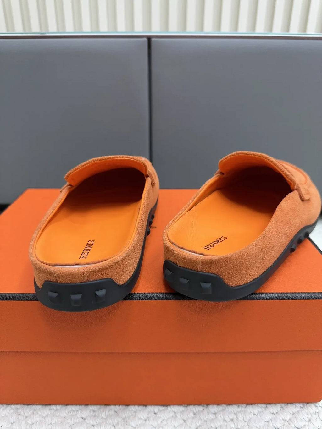 Hermès Unisex Leather Birkenstock Mule Slides