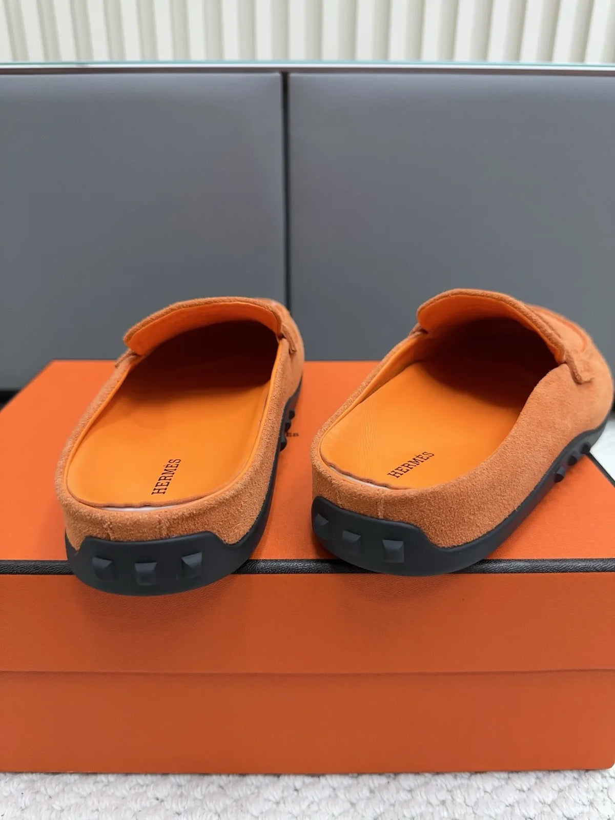 Hermès Unisex Leather Birkenstock Mule Slides