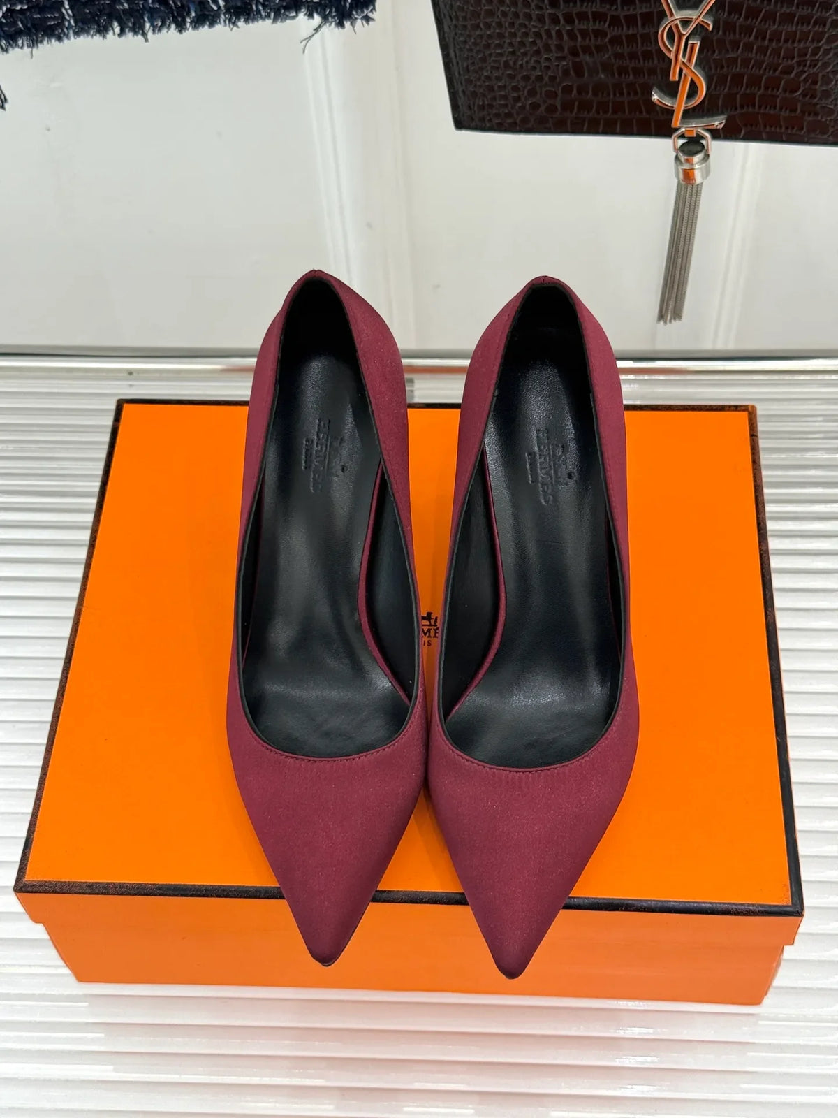 Hermès Women's Chain Heel Pointed Toe Pumps 26WF