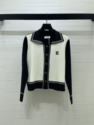 Hermès Women's Contrast Lapel Knit Cardigan