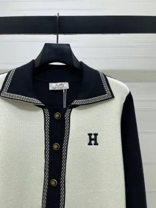 Hermès Women's Contrast Lapel Knit Cardigan