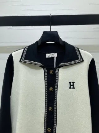 Hermès Women's Contrast Lapel Knit Cardigan