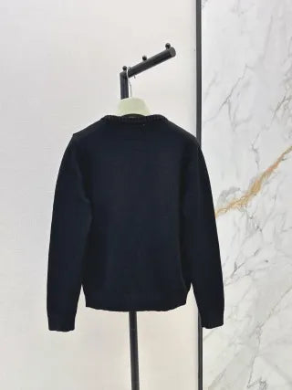 Hermès Women's Embroidered Crewneck Knit Cardigan 702600250