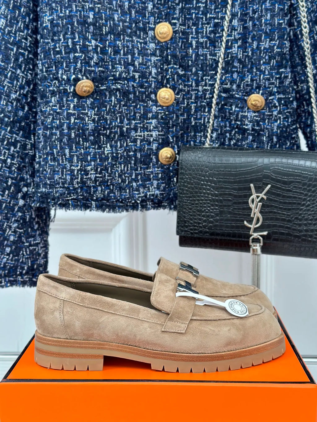 Hermès Women's H Buckle Sheepskin Loafers