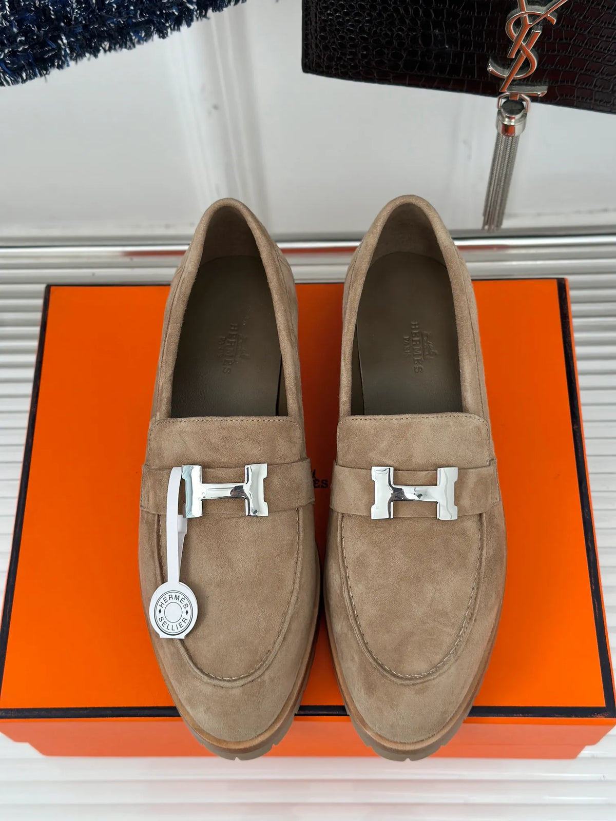Hermès Women's H Buckle Sheepskin Loafers