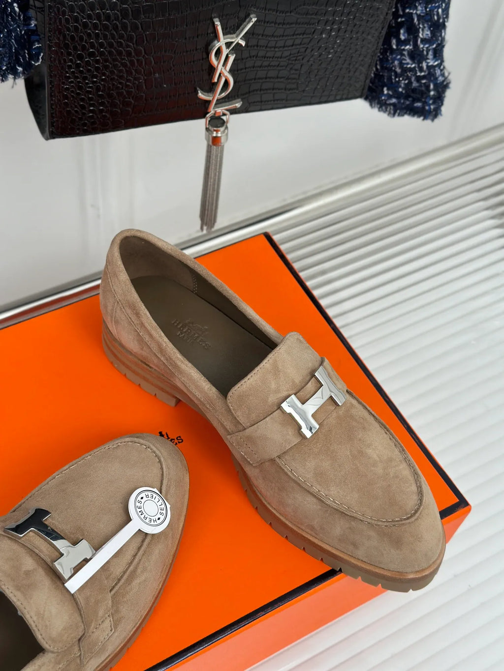 Hermès Women's H Buckle Sheepskin Loafers