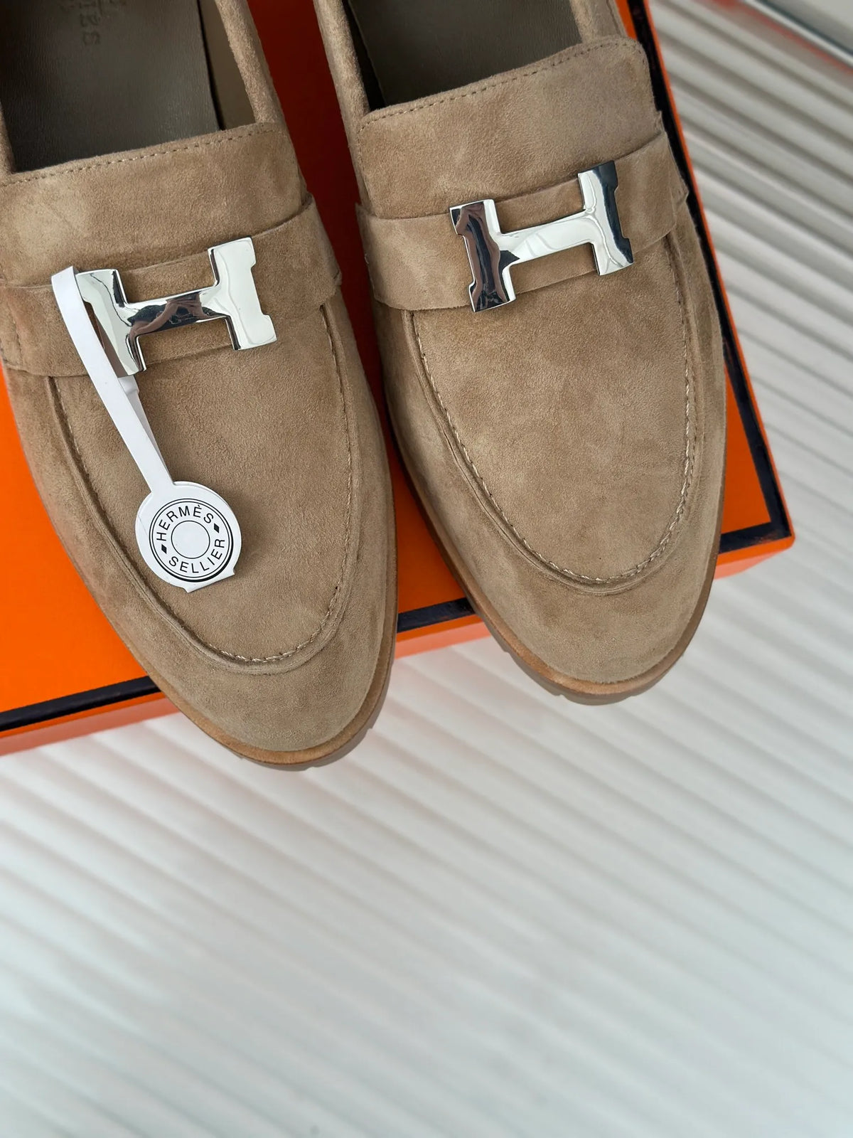 Hermès Women's H Buckle Sheepskin Loafers