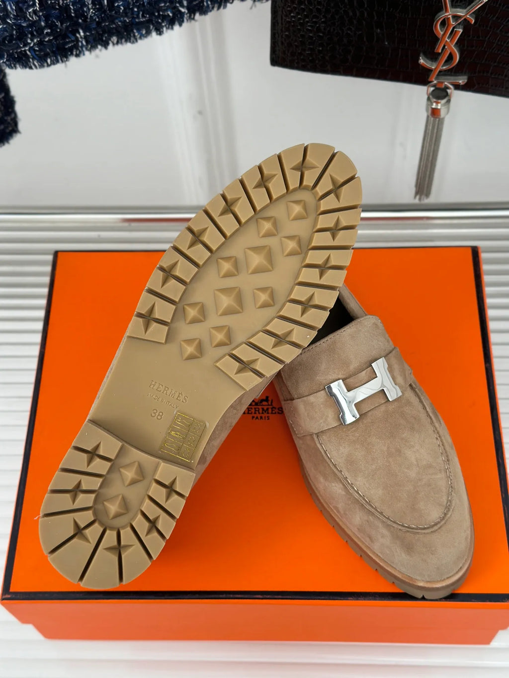 Hermès Women's H Buckle Sheepskin Loafers