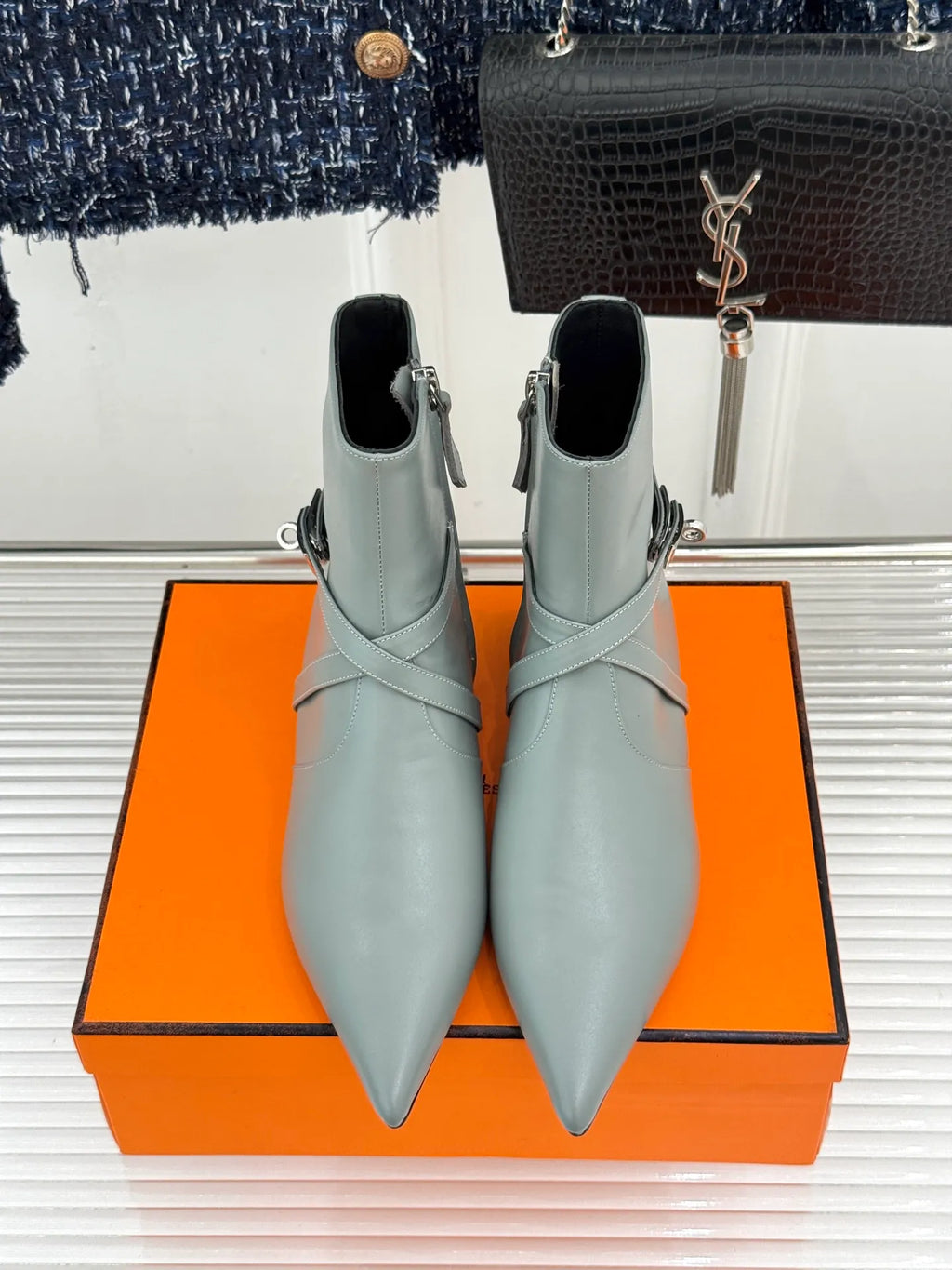 Hermès Women's Kelly Buckle Pointed Toe Ankle Boots 26WF
