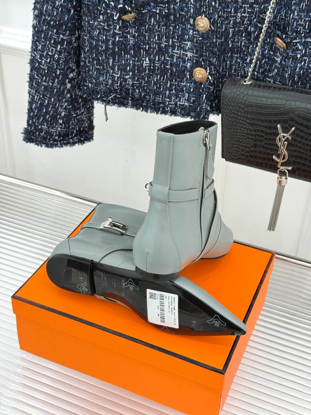 Hermès Women's Kelly Buckle Pointed Toe Ankle Boots 26WF