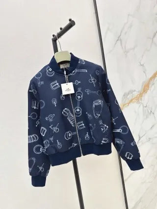 Hermès Women's Logo Print Stand Collar Jacket 963400330