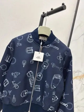 Hermès Women's Logo Print Stand Collar Jacket 963400330