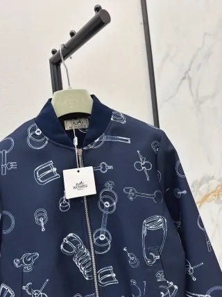 Hermès Women's Logo Print Stand Collar Jacket 963400330