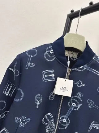 Hermès Women's Logo Print Stand Collar Jacket 963400330