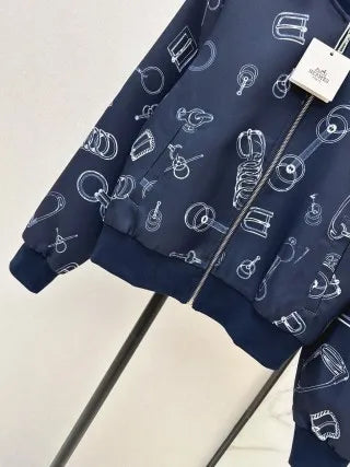Hermès Women's Logo Print Stand Collar Jacket 963400330