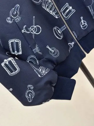 Hermès Women's Logo Print Stand Collar Jacket 963400330