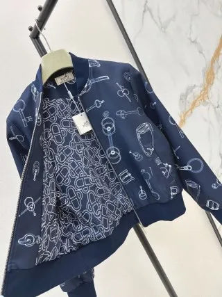 Hermès Women's Logo Print Stand Collar Jacket 963400330