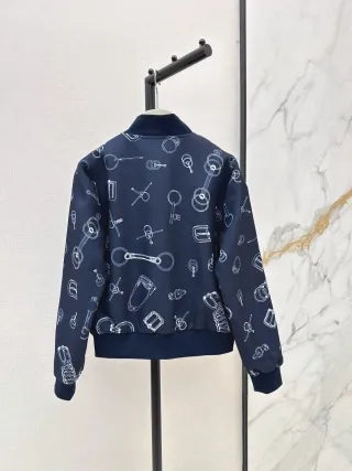 Hermès Women's Logo Print Stand Collar Jacket 963400330