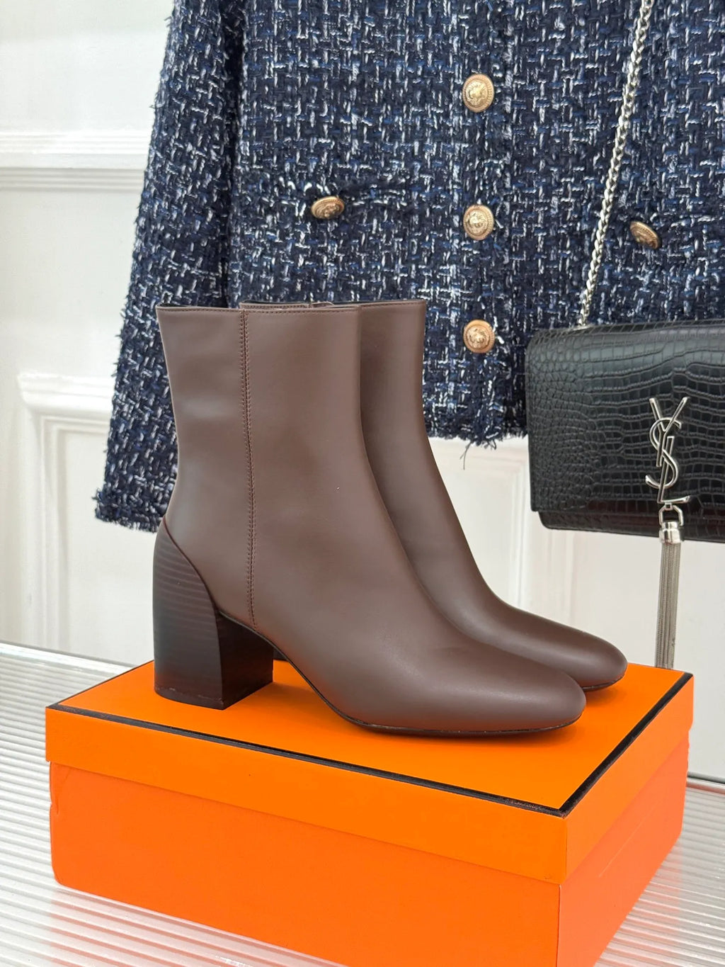 Hermès Women's Minimalist Vintage Block Heel Ankle Boots 26WF