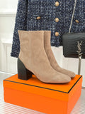 Hermès Women's Minimalist Vintage Block Heel Ankle Boots 26WF