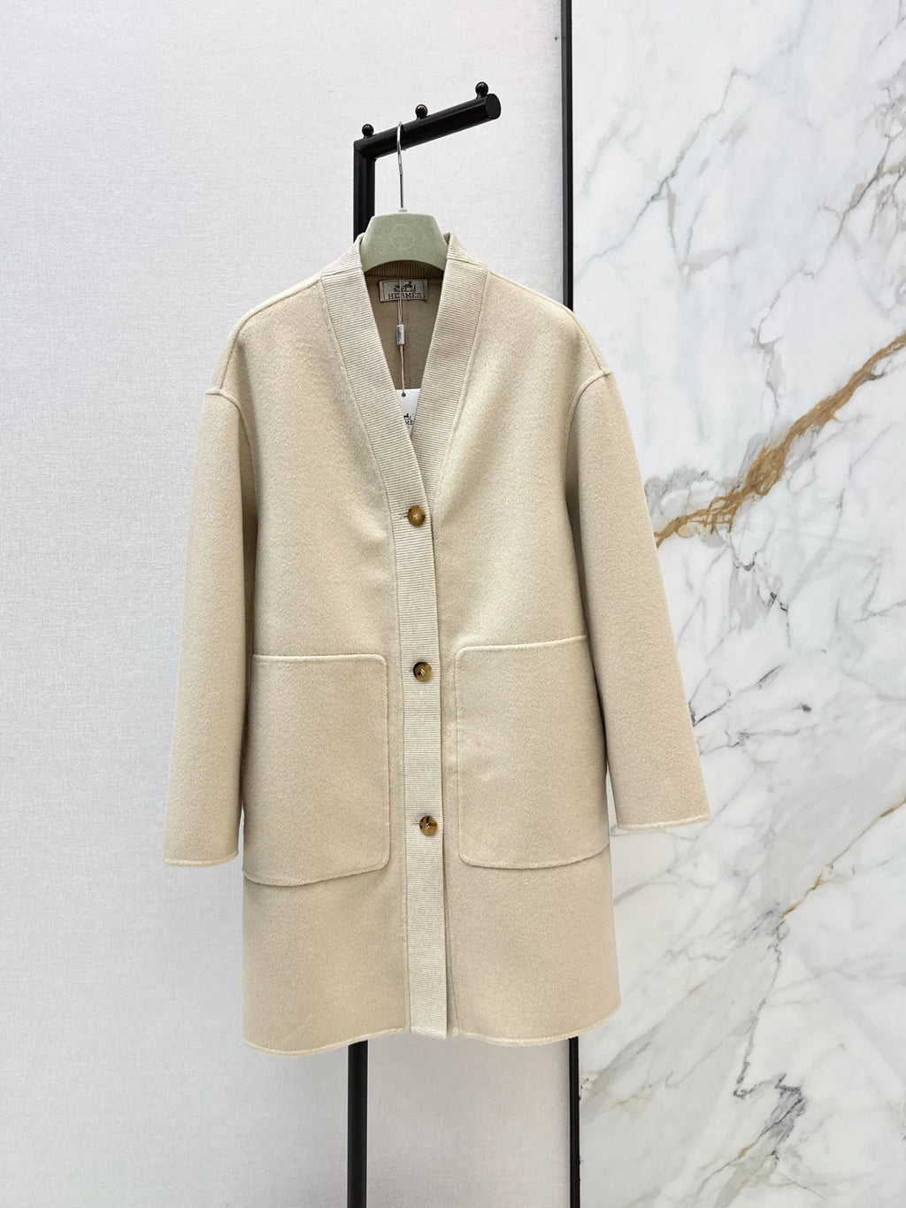 Hermès Women's V-Neck Double-Faced Wool Coat 99690680