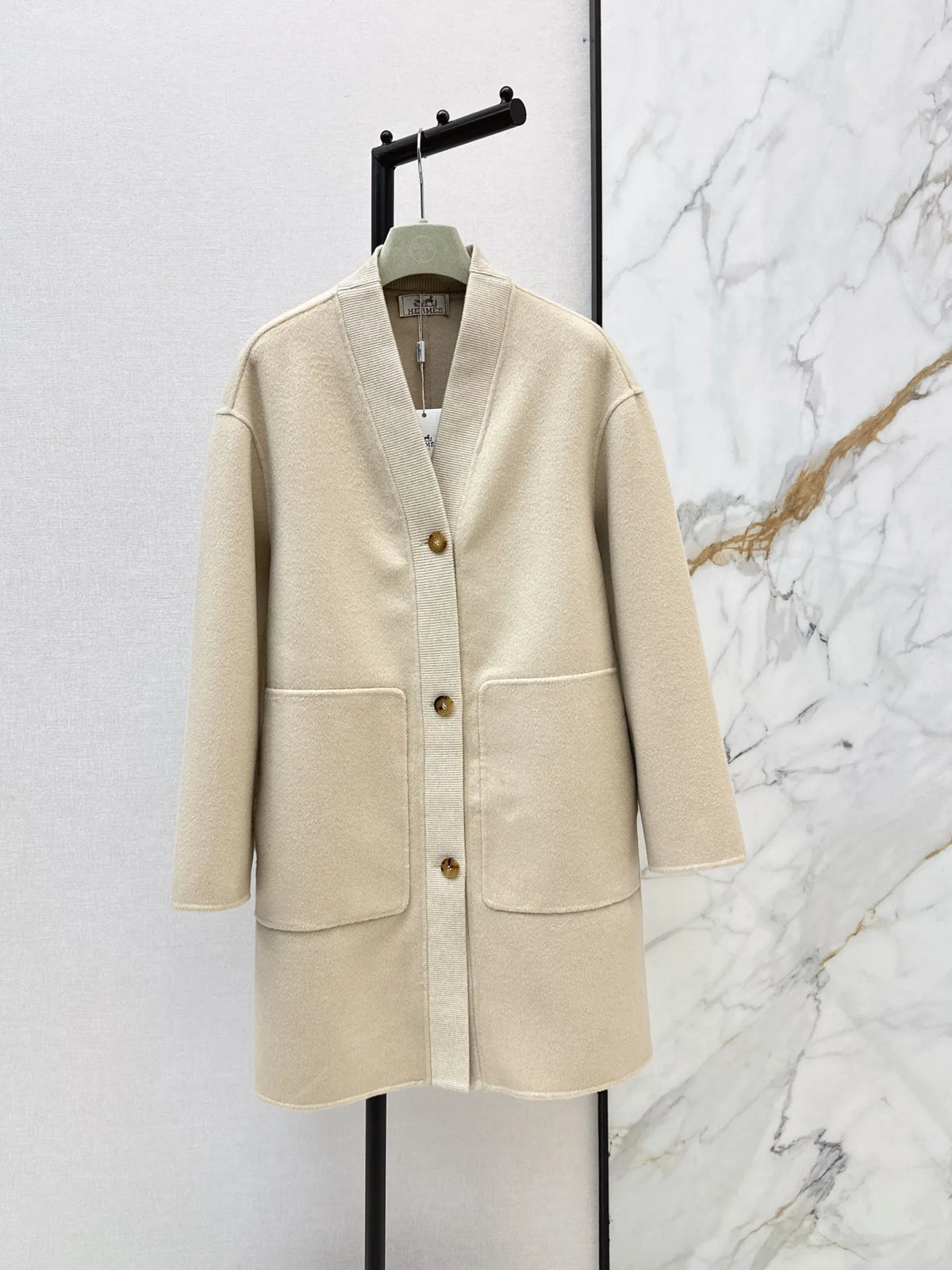 Hermès Women's V-Neck Double-Faced Wool Coat 99690680