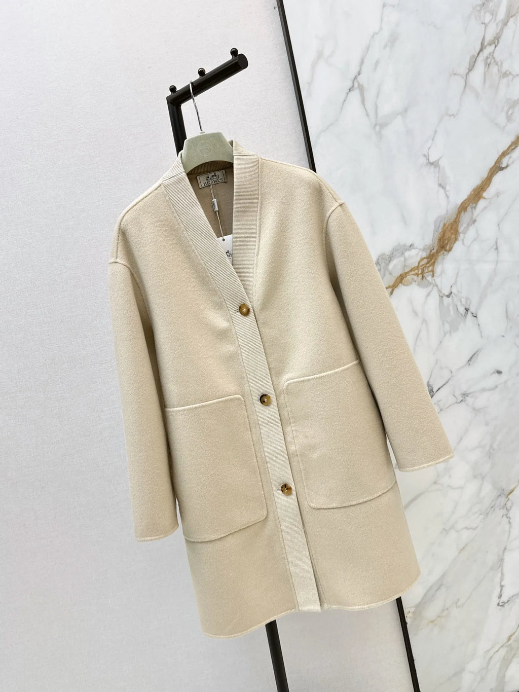 Hermès Women's V-Neck Double-Faced Wool Coat 99690680