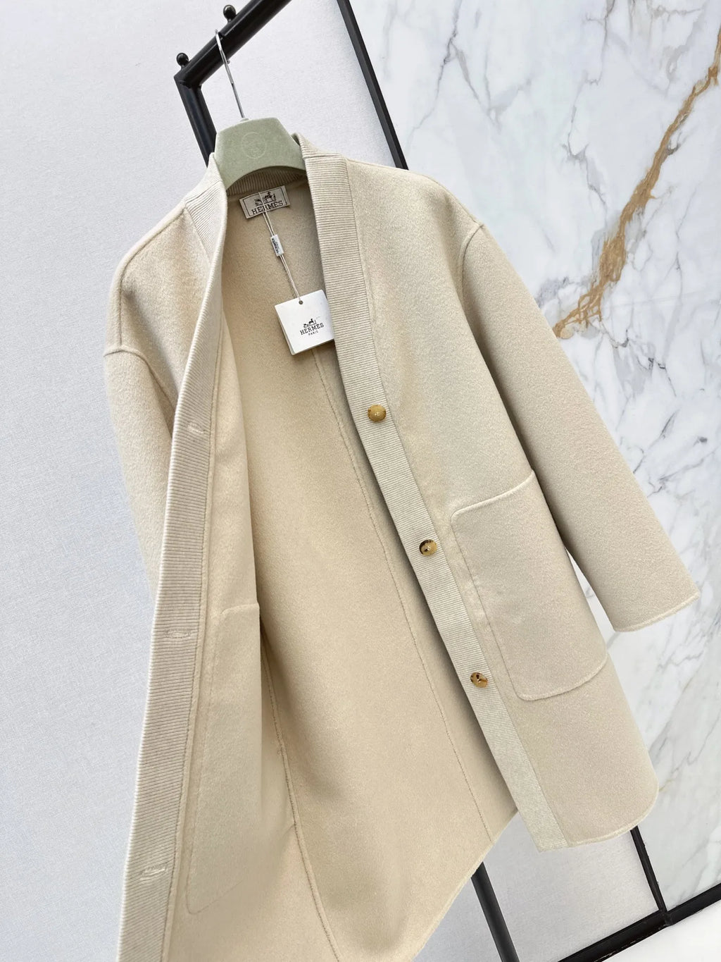 Hermès Women's V-Neck Double-Faced Wool Coat 99690680
