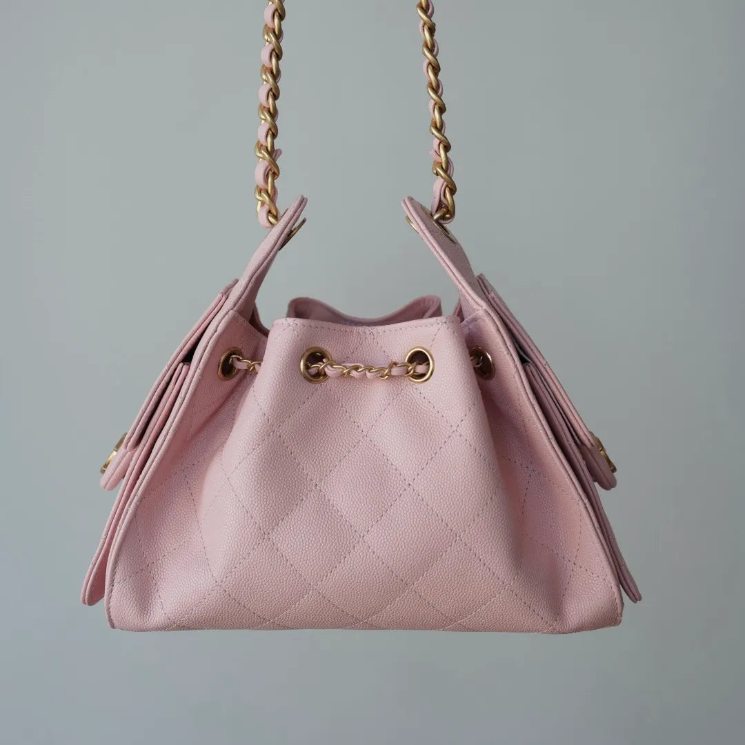Hobo 25 Bag Mini HAAS Caviar Leather Handbag Pink 136935