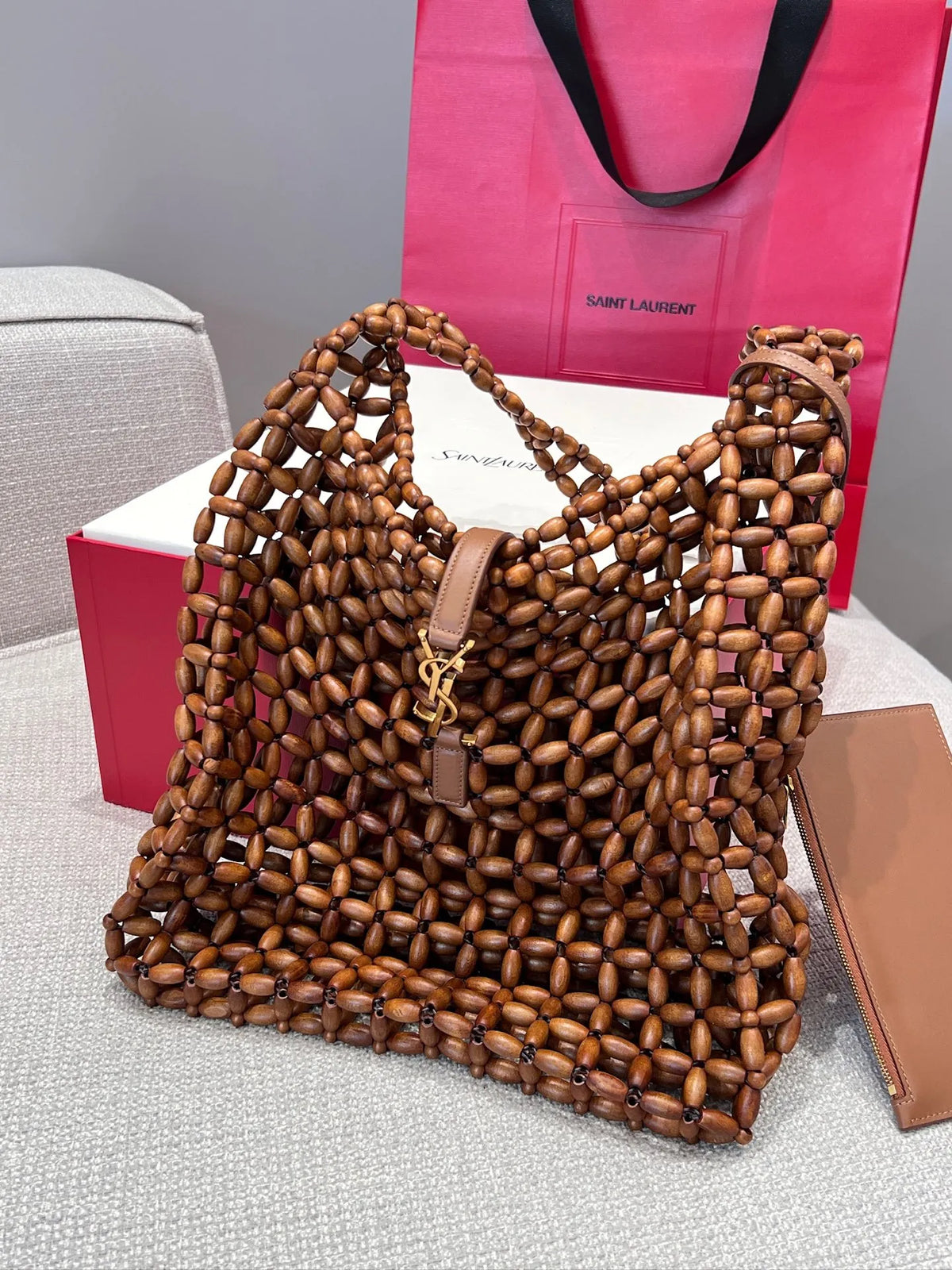 Hobo Hand-Woven Wooden Bead Underarm Bag 112549