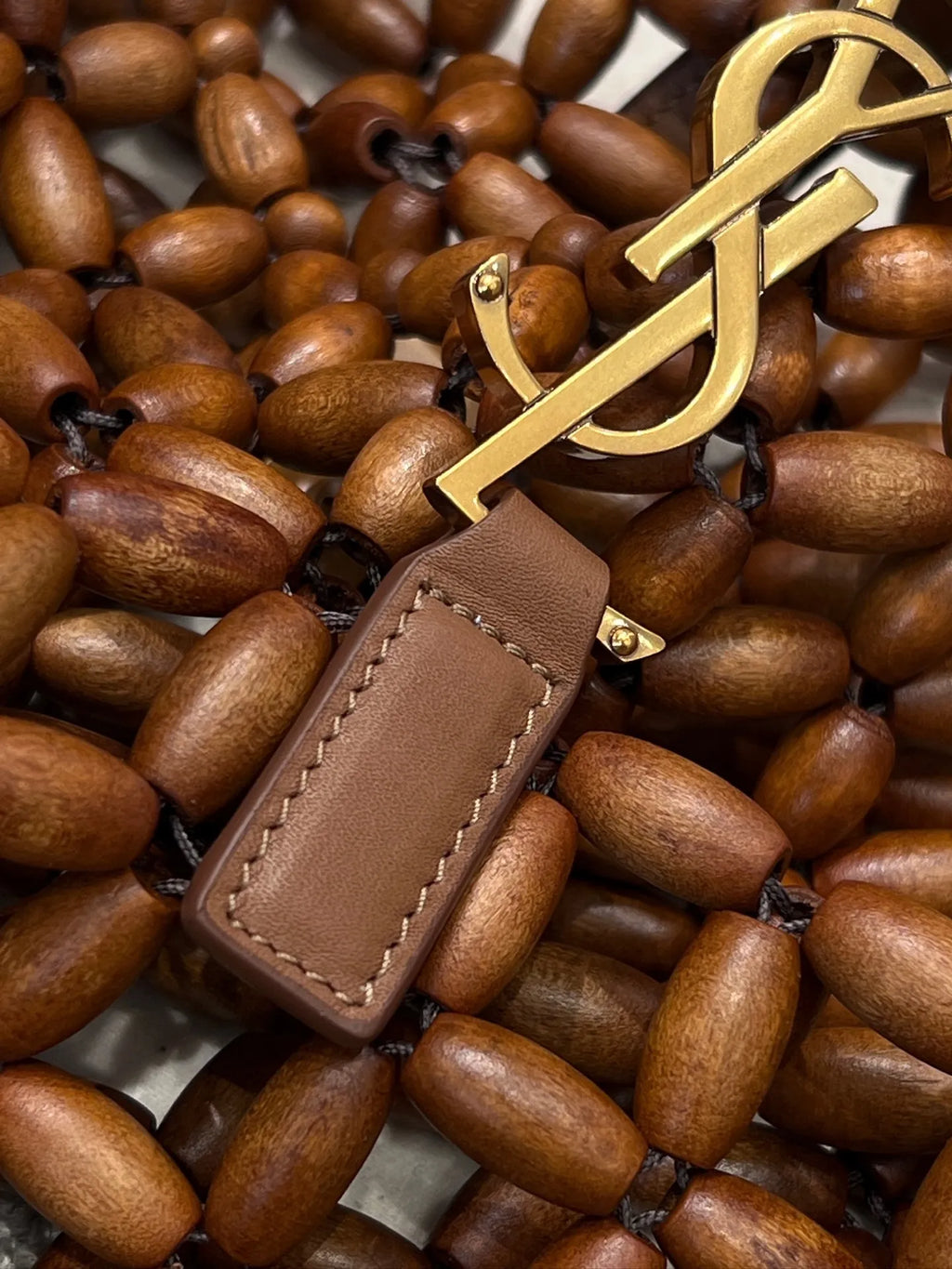Hobo Hand-Woven Wooden Bead Underarm Bag 112549