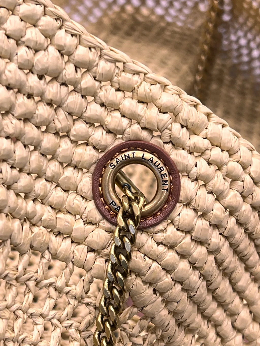 ICARE Raffia Crochet Shopping Tote Bag Natural