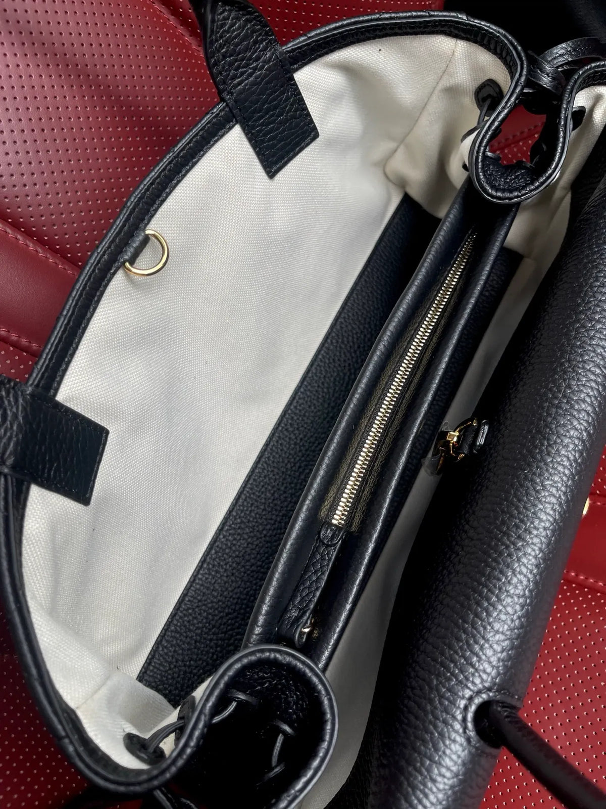 KENZHEN Grained Leather Baguette Bag Black 6288