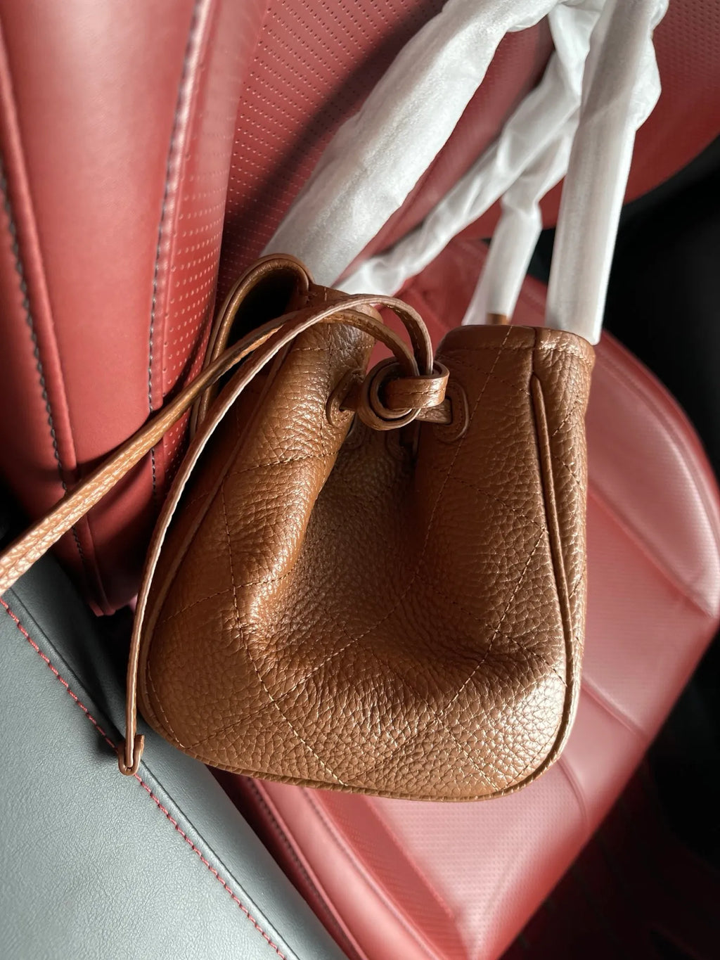 KENZHEN Lychee Pattern Baguette Bag Coffee Brown 6288