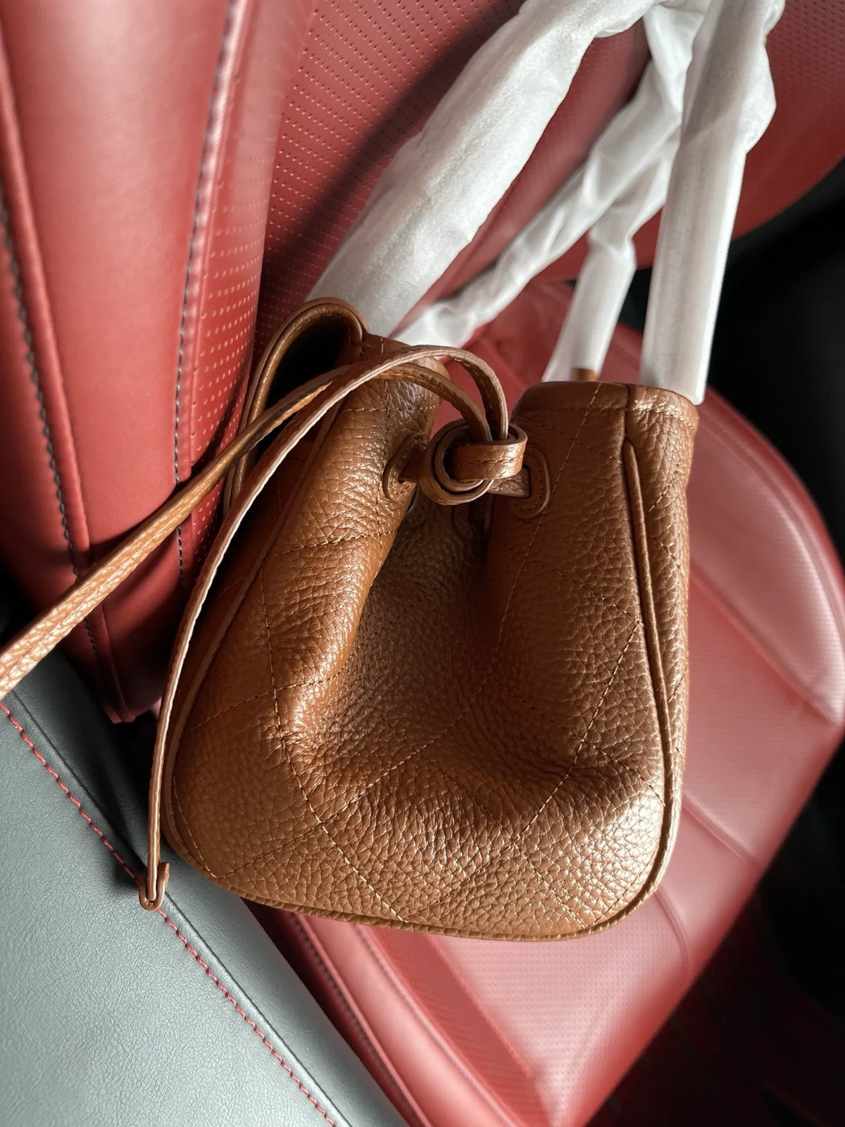 KENZHEN Lychee Pattern Baguette Bag Coffee Brown 6288