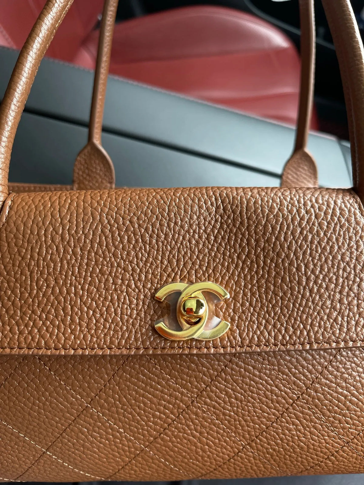 KENZHEN Lychee Pattern Baguette Bag Coffee Brown 6288