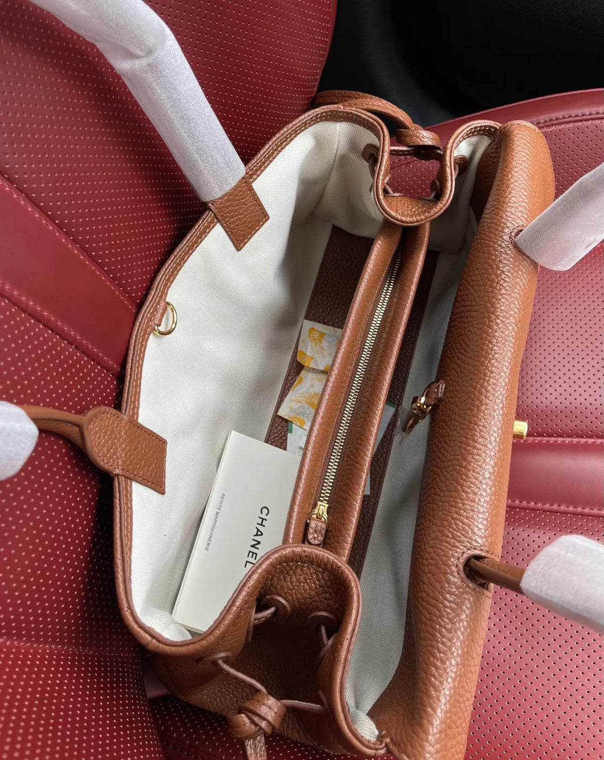 KENZHEN Lychee Pattern Baguette Bag Coffee Brown 6288