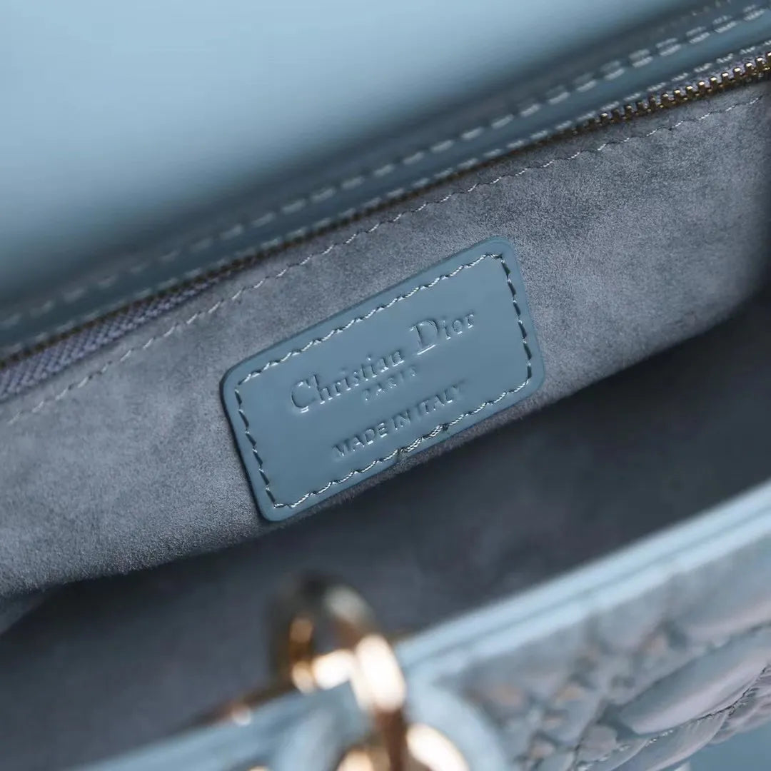 Lady Dior 8.1 in Patent Leather Handbag M-6011 Fog Blue